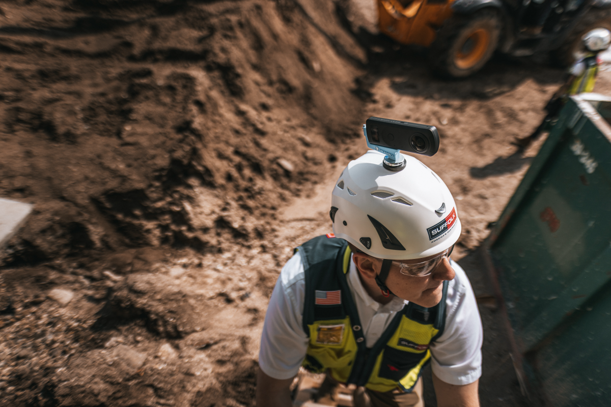 Suffolk worker in construction site dig
